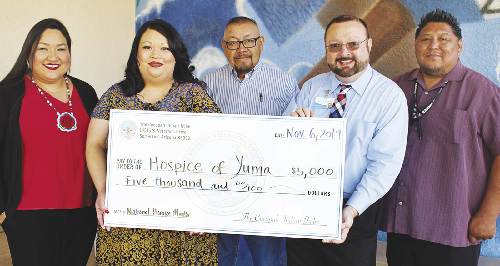 Cocopah tribe donates to Hospice of Yuma